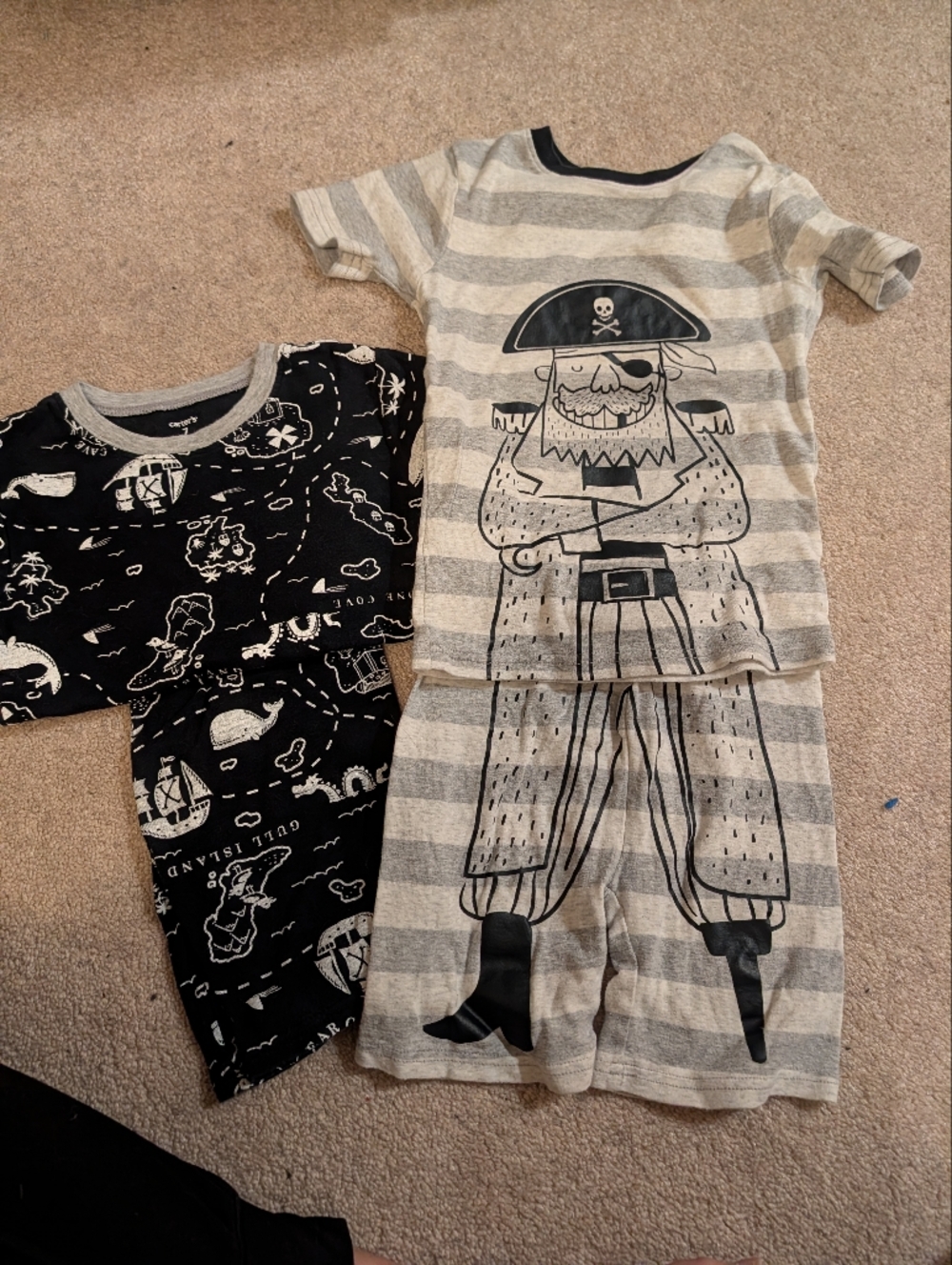 Carter's Black & Gray Pirate-Print Pajamas - Size 7